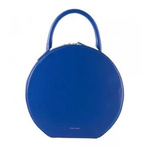 Mansur Gavriel Cammello Vegetable Leather Bag Blue Vegan Circle Hat Bag Handle